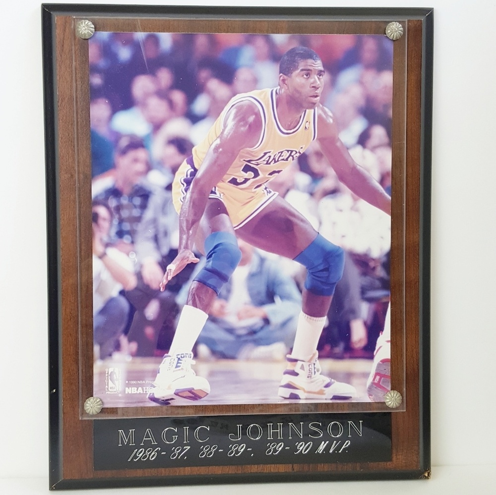 VTG Lakers Magic Johnson NBA HOOPS Framed Plaque - Picture 1 of 8